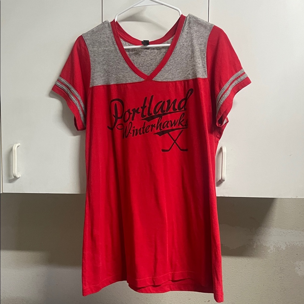 District Red and Gray V-Neck T-Shirt